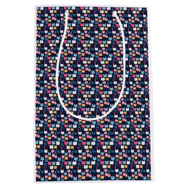Cat Art | Cute Cat Faces Medium Gift Bag (Front)