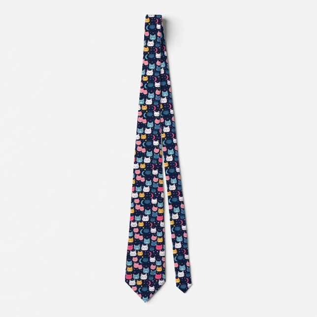 Cat Art | Cute Cat Faces Tie (Front)