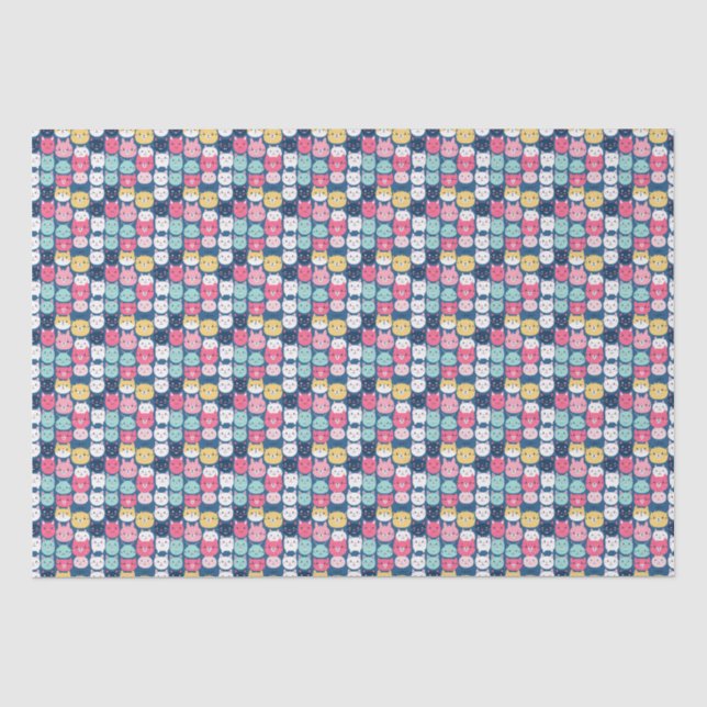 Cat Art | Cute Cat Faces Tissue Paper (Front)