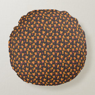 Cat Art Cute Cat Pattern Childish Round Cushion
