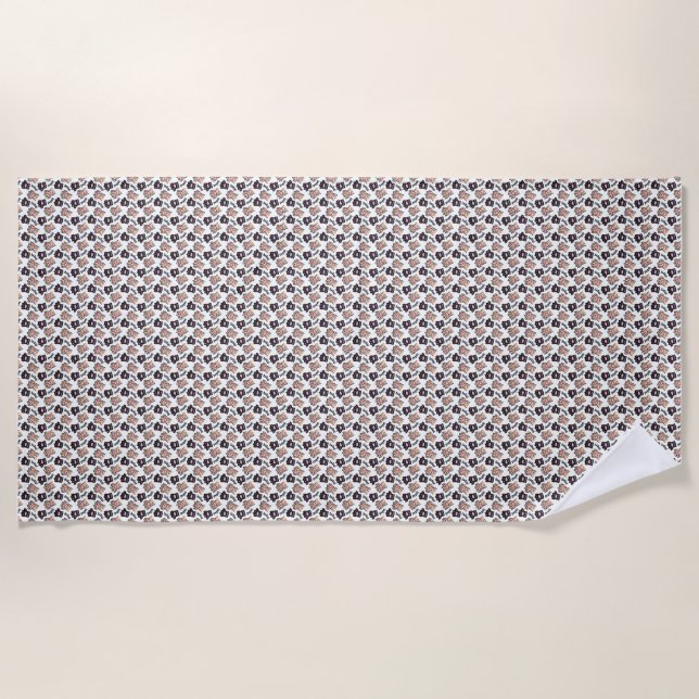 Cat Art | Cute Cat Pattern Seamless Background Beach Towel (Front)