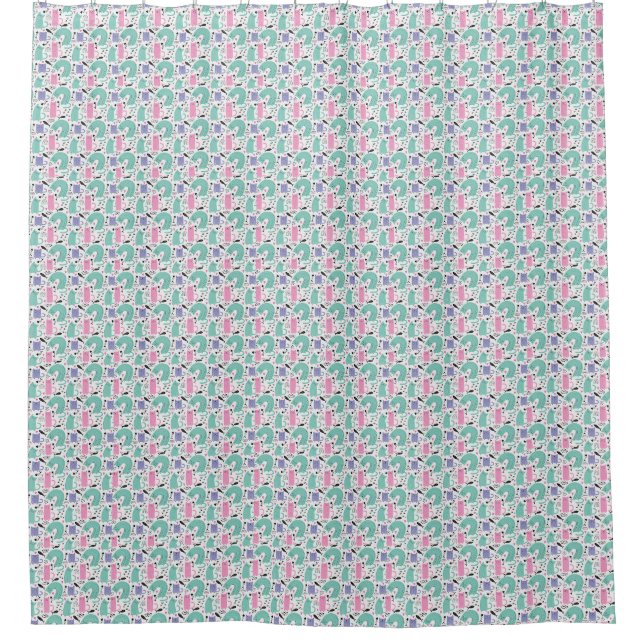 Cat Art | Cute Cat Rainbows Shower Curtain (Front)