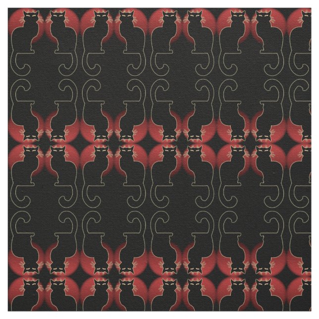 Cat Art Fabric Black Cat Fabrics Cat Lover Pattern (Swatch)
