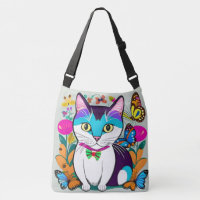 Cat Art Illustration, Digital Cat Design bag