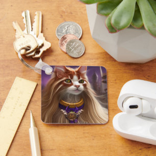 Cat Art Key Ring