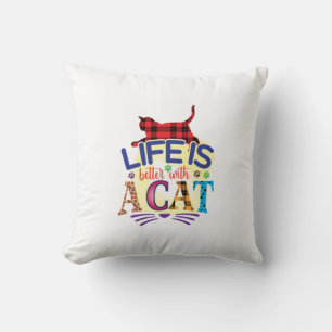 Cat Art Life Is Better With A Cat Cushion