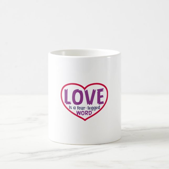 Cat Art Love Is A Four-Legged Word Coffee Mug (Center)