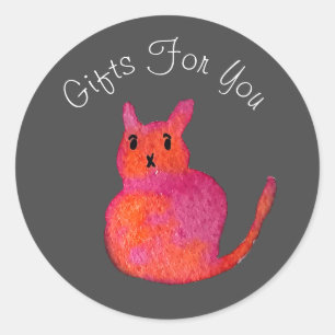 Cat art modern design Gift business branding Classic Round Sticker