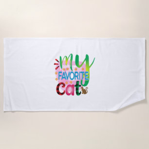 Cat Art My Favourite Cat Beach Towel