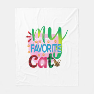 Cat Art My Favourite Cat Fleece Blanket