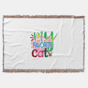 Cat Art My Favourite Cat Throw Blanket