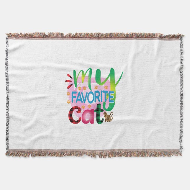 Cat Art My Favourite Cat Throw Blanket (Front)