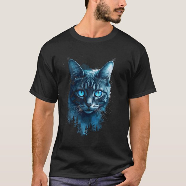 Cat art, night landscape T-Shirt (Front)