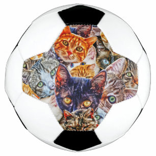 Cat Art Pattern Soccer Ball