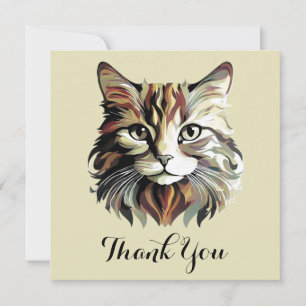 Cat Art Portrait Thank You Card
