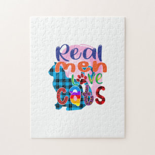 Cat Art Real Men Love Cats Jigsaw Puzzle