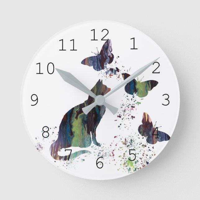 Cat Art Round Clock (Front)