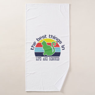 Cat Art The Best Thing In Life Bath Towel