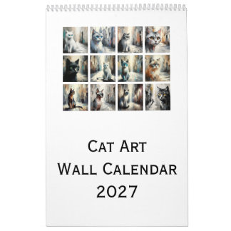 Cat Art Wall Calendar 2027