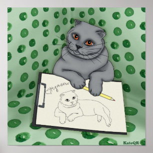 Cat artist. My meow Poster