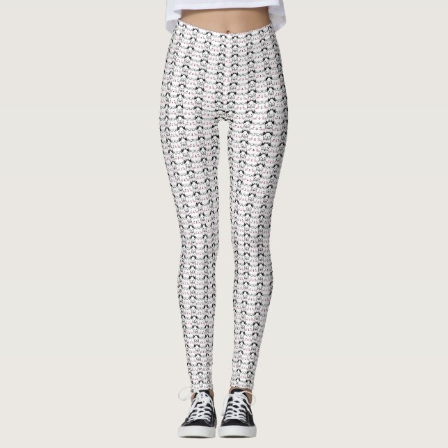 Cat Artwork | Cute Cat Pattern Seamless Background Leggings (Front)