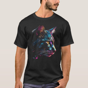 Cat Artwork Portrait Colourful Animal Cat T Shirt