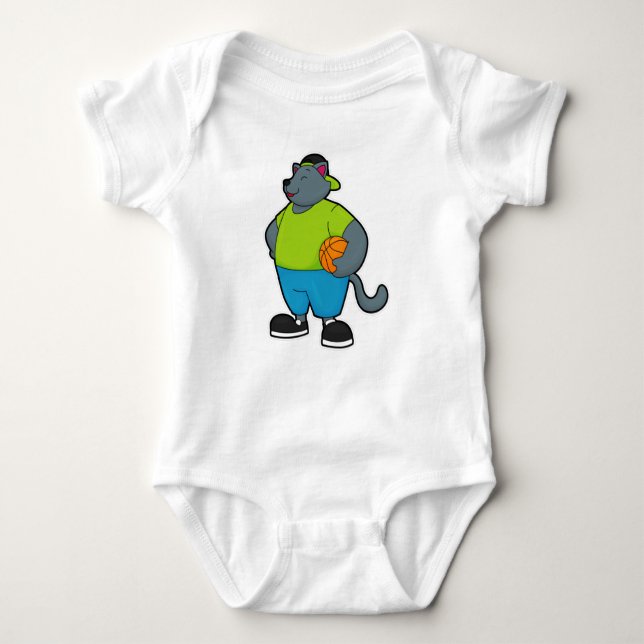 Cat as Basketball player with Basketball Baby Bodysuit (Front)