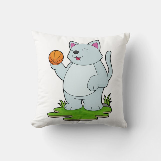 Cat as Basketball player with Basketball Cushion (Front)
