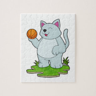 Cat as Basketball player with Basketball Jigsaw Puzzle