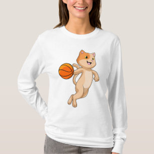 Cat as Basketball player with Basketball T-Shirt