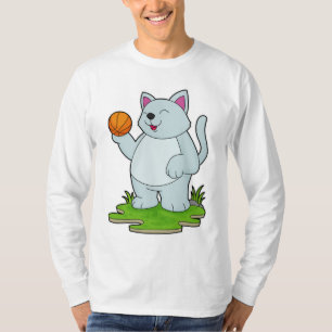 Cat as Basketball player with Basketball T-Shirt