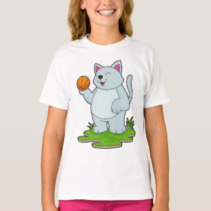 Cat as Basketball player with Basketball T-Shirt