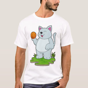 Cat as Basketball player with Basketball T-Shirt