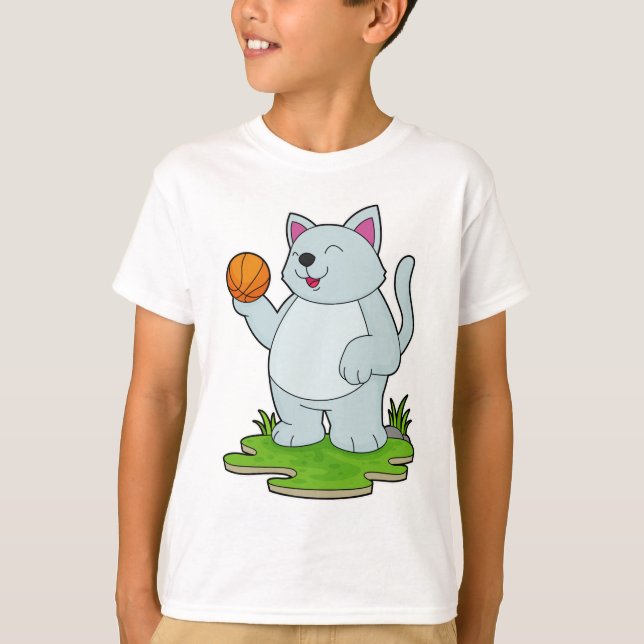 Cat as Basketball player with Basketball T-Shirt (Front)