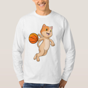 Cat as Basketball player with Basketball T-Shirt