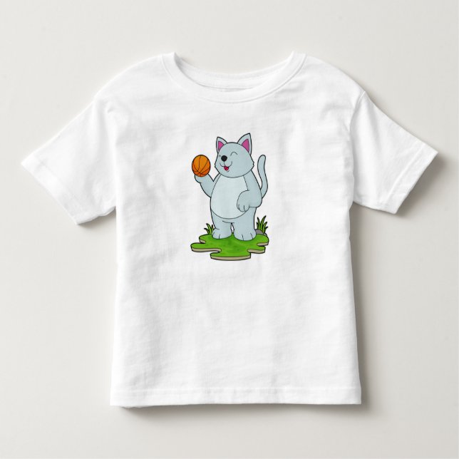 Cat as Basketball player with Basketball Toddler T-Shirt (Front)