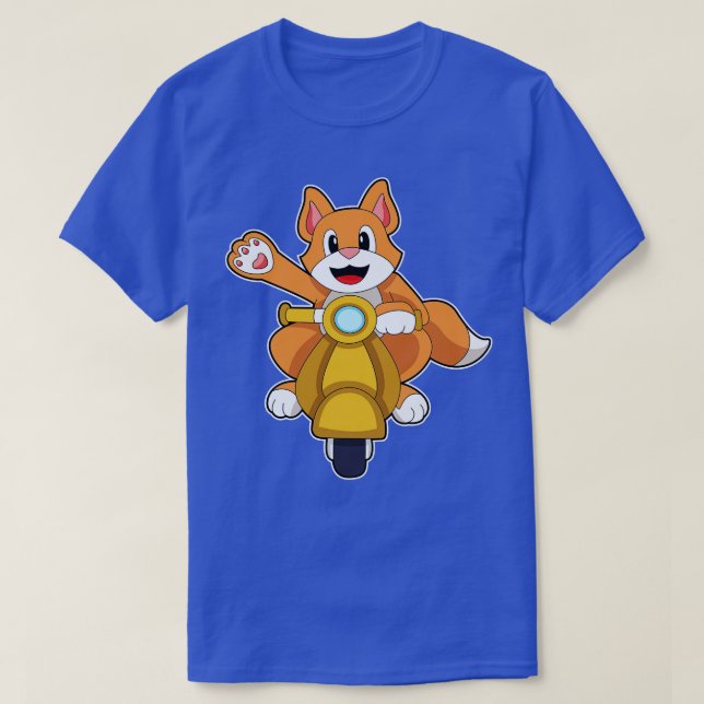 Cat as Biker with Scooter 1 T-Shirt (Design Front)