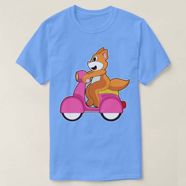 Cat as Biker with Scooter T-Shirt (Design Front)