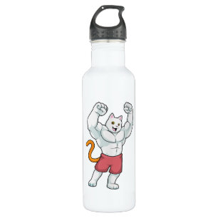 Cat as Bodybuilder with big Muscles 710 Ml Water Bottle
