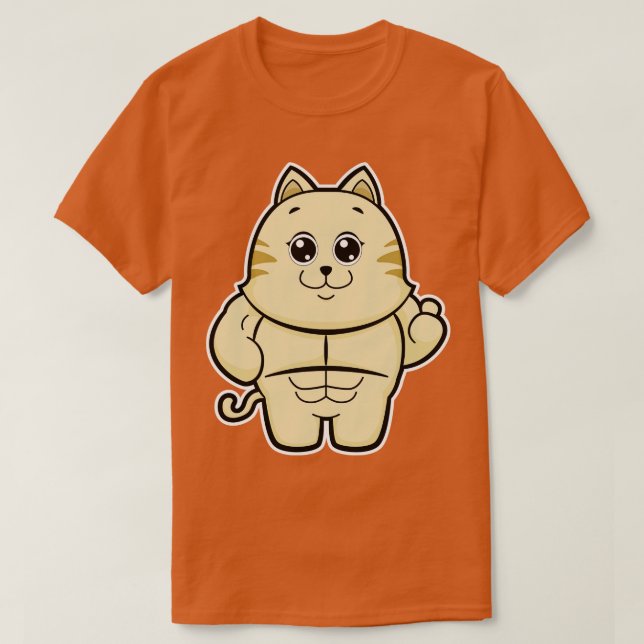 Cat as Bodybuilder with Six pack T-Shirt (Design Front)