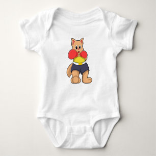 Cat as Boxer at Boxing Baby Bodysuit