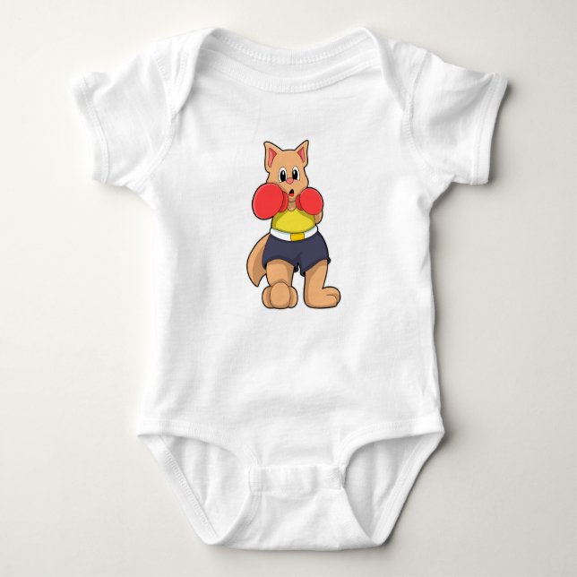 Cat as Boxer at Boxing Baby Bodysuit (Front)
