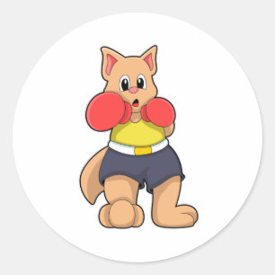 Cat as Boxer at Boxing Classic Round Sticker
