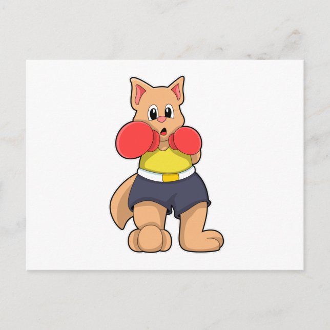 Cat as Boxer at Boxing Postcard (Front)