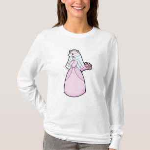 Cat as Bride with Bunch of Flowers T-Shirt