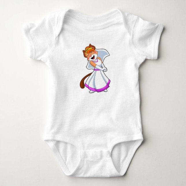 Cat as Bride with Wedding dress & Crown Baby Bodysuit (Front)