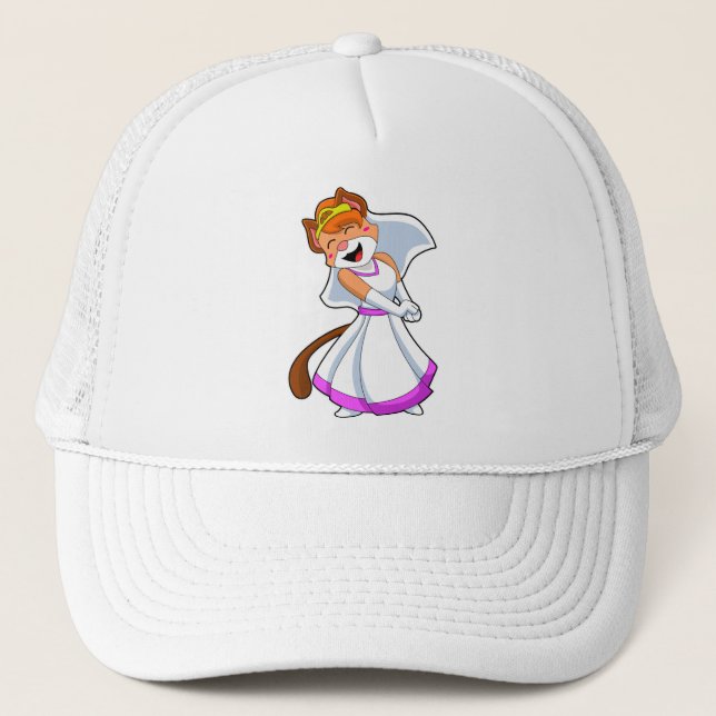 Cat as Bride with Wedding dress & Crown Trucker Hat (Front)