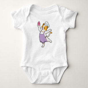Cat as Cook with Cooking apron & Muffin Baby Bodysuit