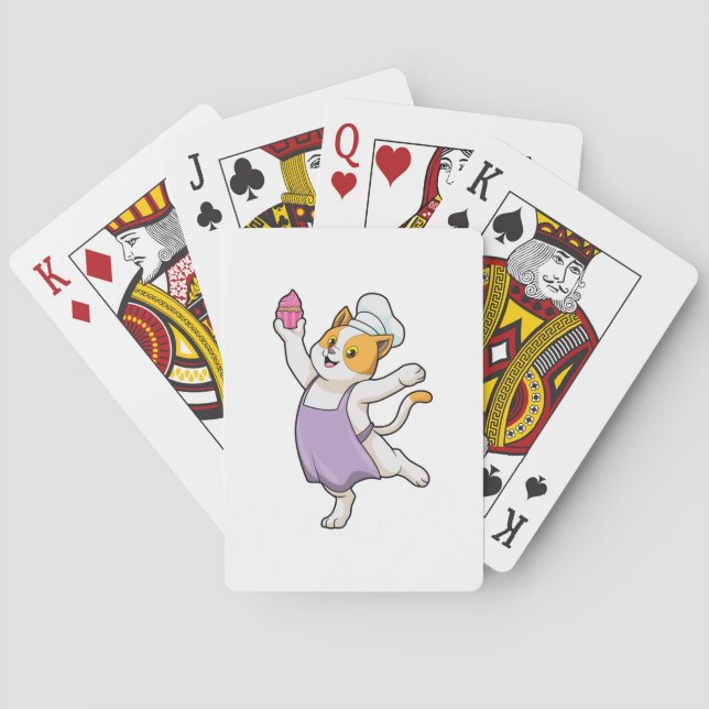 Cat as Cook with Cooking apron & Muffin Playing Cards (Back)