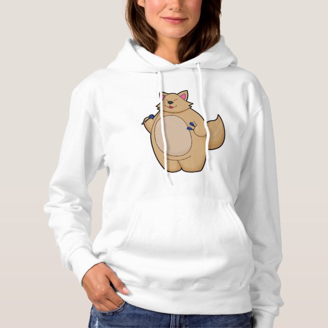 Cat as Dart player with Darts Hoodie (Front)